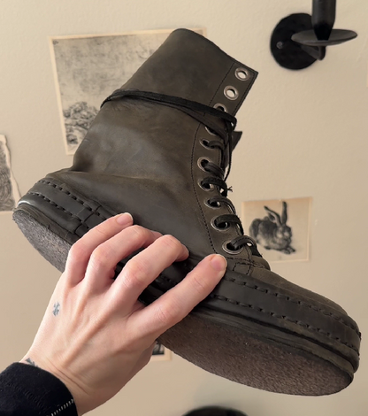 Laced Leather High Top Boots