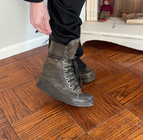 Laced Leather High Top Boots