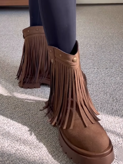 Fringed Suede Boots